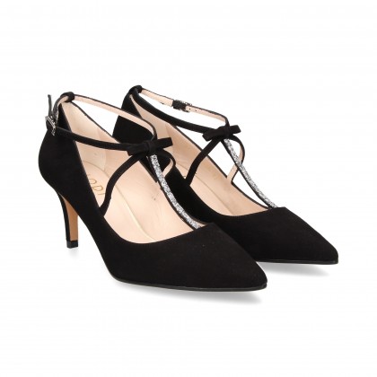 SALON BEBE STRAS LAZO SUEDE SUEDE BLACK