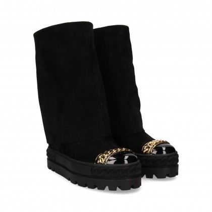 BOOT PLATFORM TIP CHAIN NUBUCK BLACK