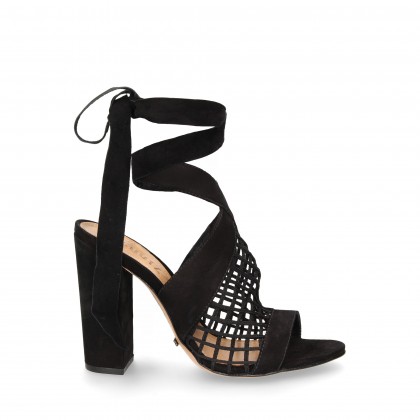 GRATING SANDAL TIED BLACK SUEDE