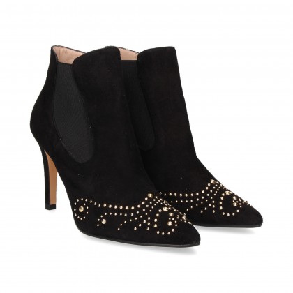 ELASTISCHE VELOURSLEDERSTIEFEL SCHWARZ