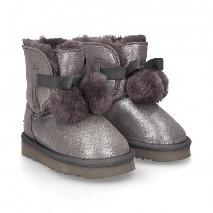 BOTIN POMPONES DOUBLE FACE ANTE LUREX GREY