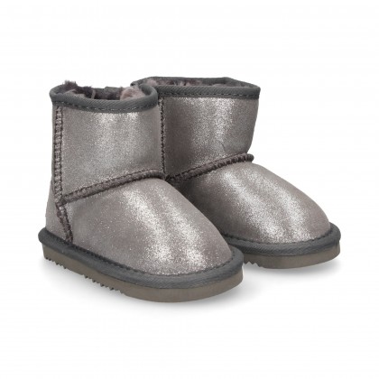 BOTTES DOUBLE FAZ SUÈDE LUREX GRIS