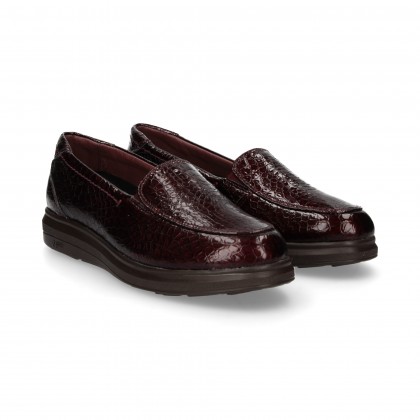 MOCCASIN ELAST. SIDES PATENT LEATHER COCO BURGUNDY