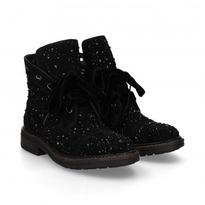 STRASS SUEDE BOOTS BLACK