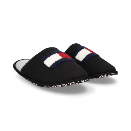 BLACK TEXTILE SLIPPERS