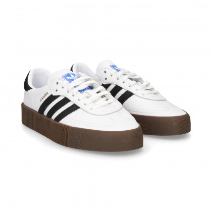 3 BAND PLATFORM TENNIS SHOE WHITE LEATHER