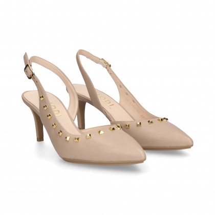 A/LADO HEEL STUDS LEATHER TAUPE
