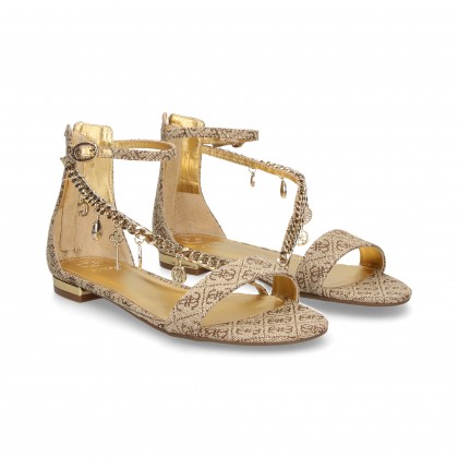 SANDALENKETTE LOGO BEIGE/BRAUN