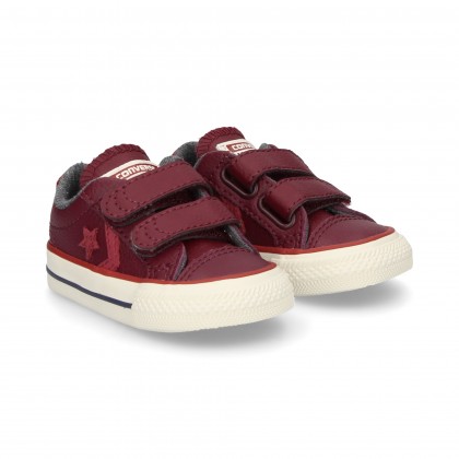 2 VELCROS ESTRELLA PIEL BURDEOS