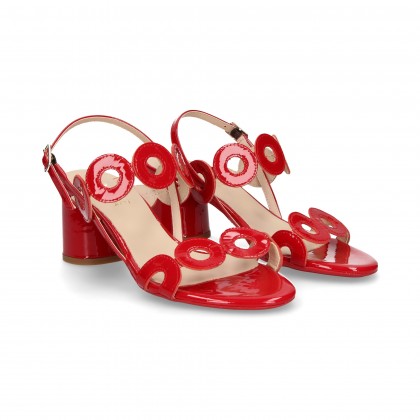SANDAL CIRCLES RED PATENT LEATHER