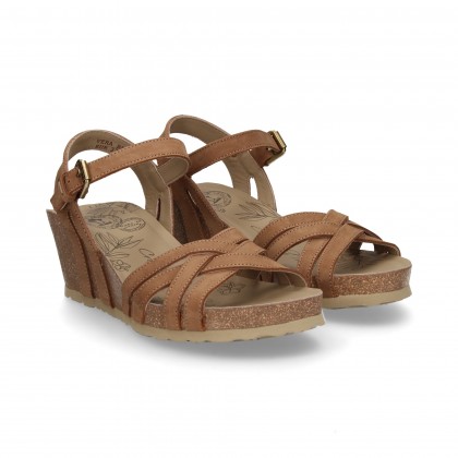 SANDAL WEDGE STRIPS TAUPE