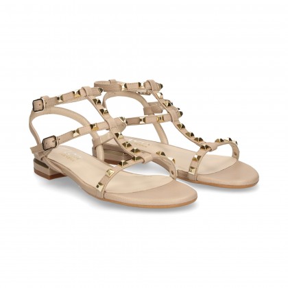 SANDAL STUDS SUEDE MULTI CAMEL