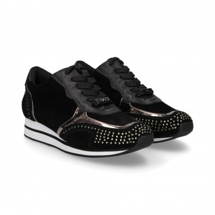 SPORTY BLACK SUEDE LACED STRASS SUEDE