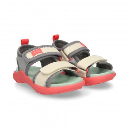 SANDALE VELCRO NÉOPRÈNE GRIS/ROUGE