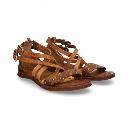 SANDAL CROSS STRAPS LEATHER LEATHER