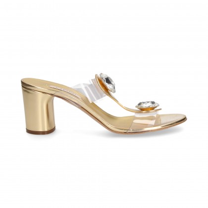 TWO STONES 815 GOLD VINYL HEEL SANDAL