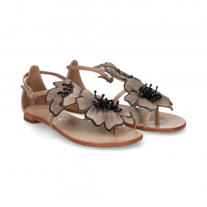 SANDAL FLOWERS TAUPE