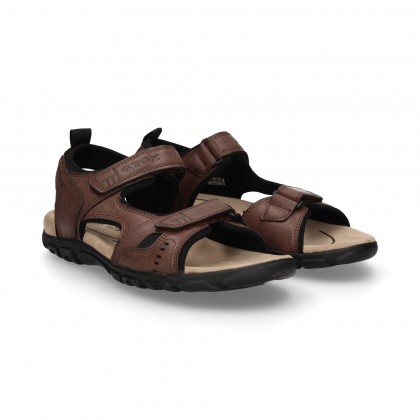 SANDALO IN VELCRO MARRONE IN PELLE MARRONE