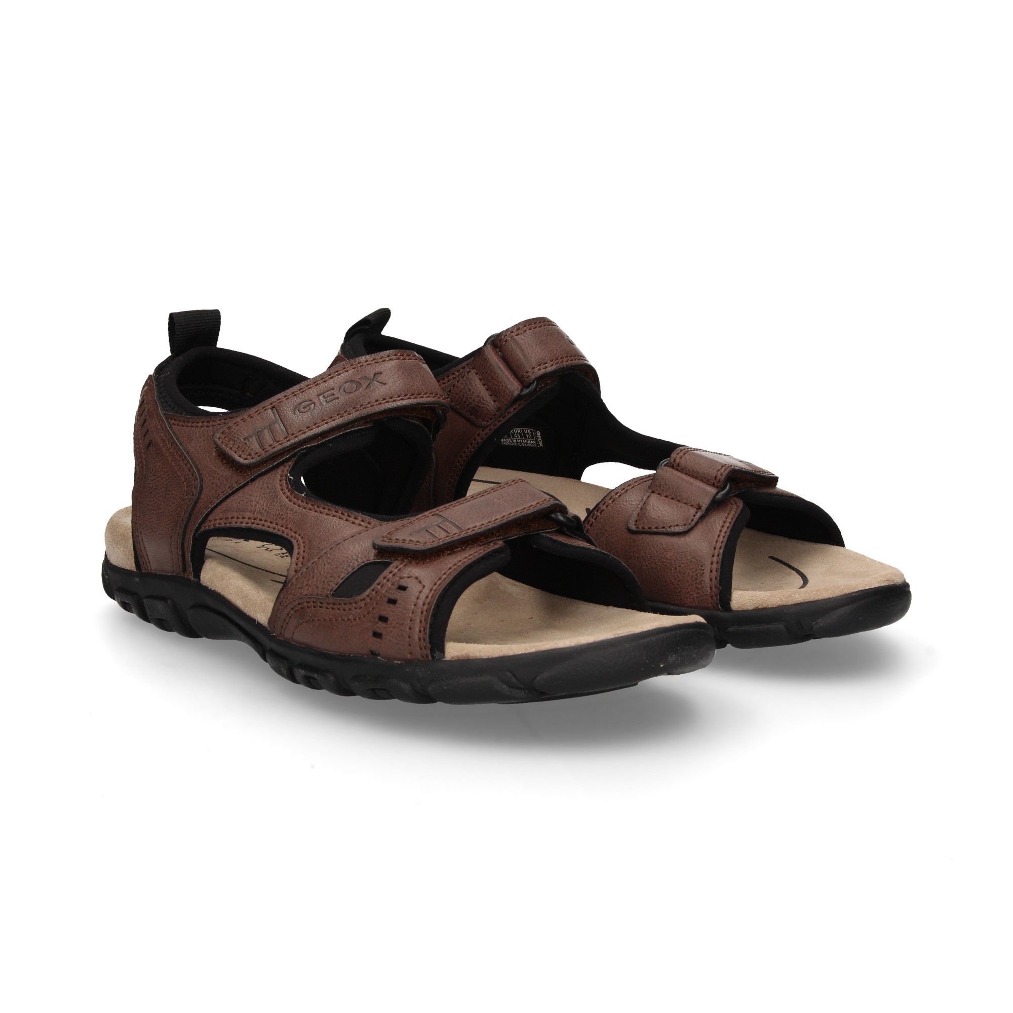 sandale-en-cuir-velcro-marron