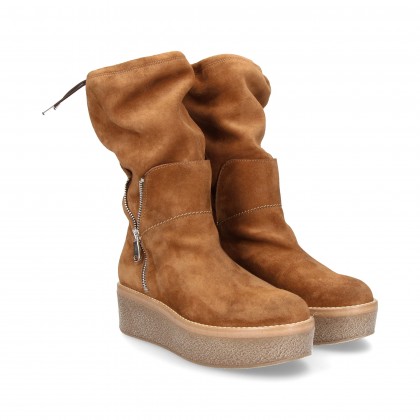1/2 WEDGE BOOT LEATHER SUEDE ZIPPER
