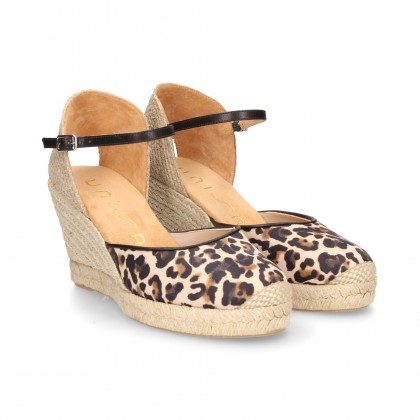 ESPADRILLE WEDGE NOBUCK LEOPARD