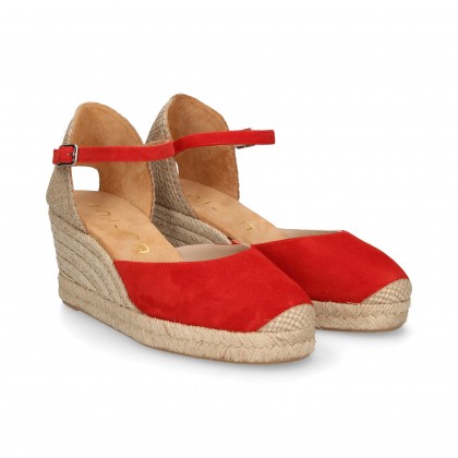 ESPADRILLE WEDGE RED SUEDE