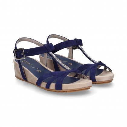 BABY SANDAL BUCKLE BLUE SUEDE BUCKLE