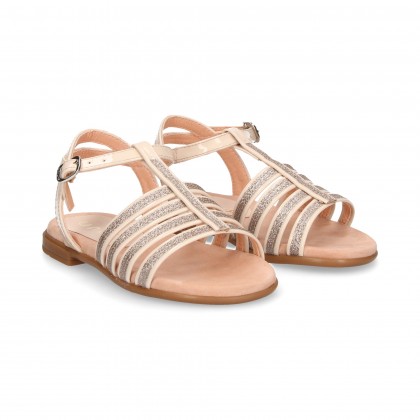 SANDAL GLITER STRIPS PATENT PINK