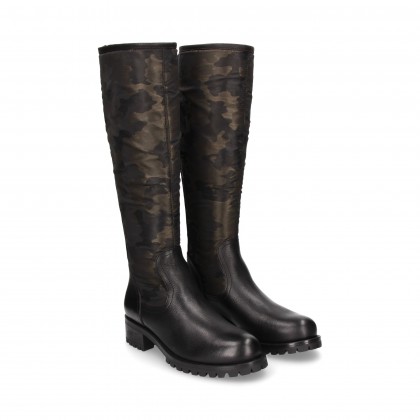 BOOT ZIPPER BLACK CAMOUFLAGE LEATHER