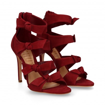 SANDAL STRAPS TIES SUEDE SANDALS BURGUNDY