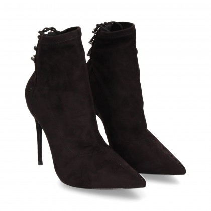 BLACK SUEDE HEEL CORDONED BOOT