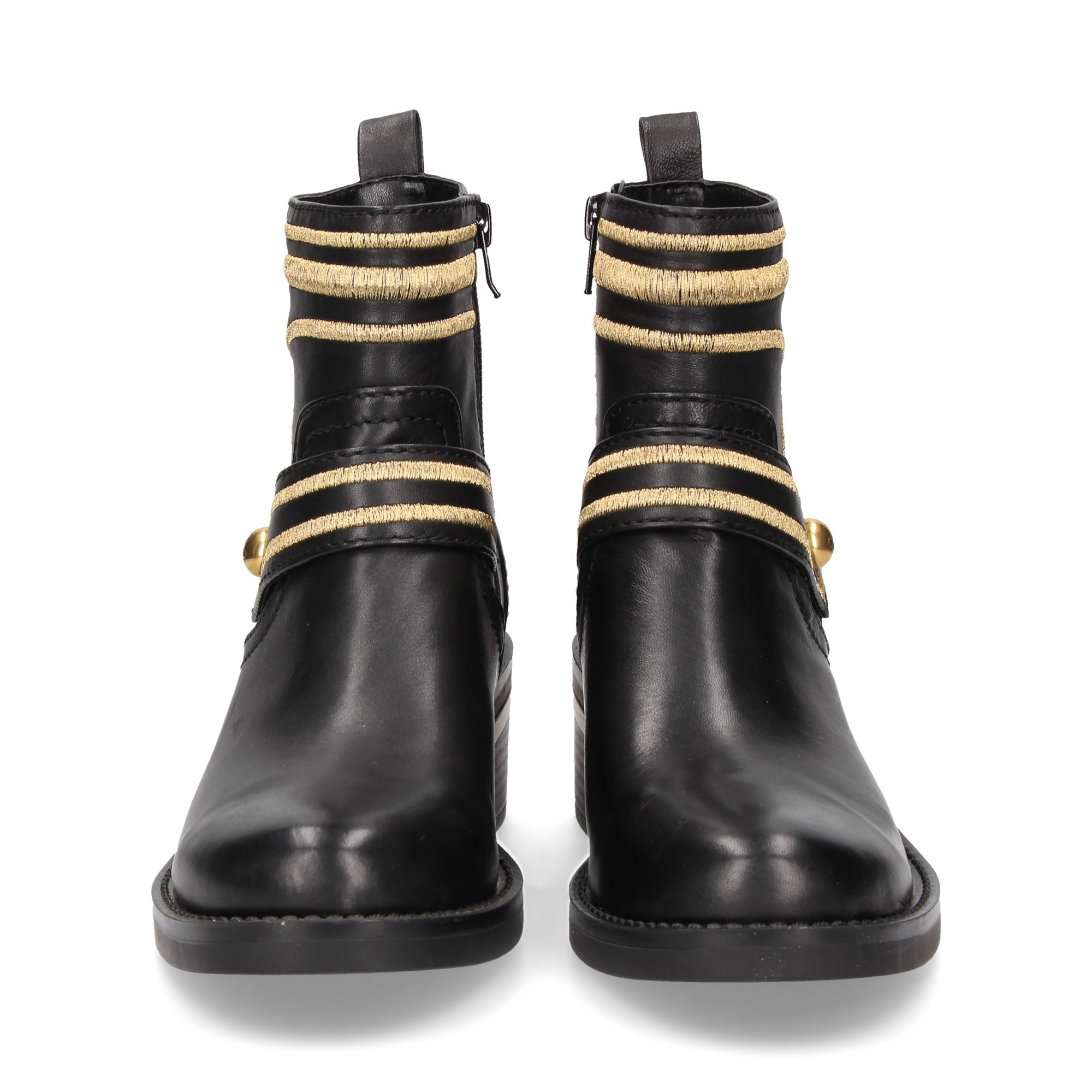 botin-bordado-oro-piel-negro