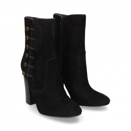 BOOTIE BOOT TIED BLACK SUEDE BUTTONS