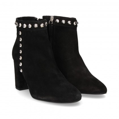 BOOTIE CLOUS DE CHAUSSURE EN DAIM ARGENTÉ NOIR