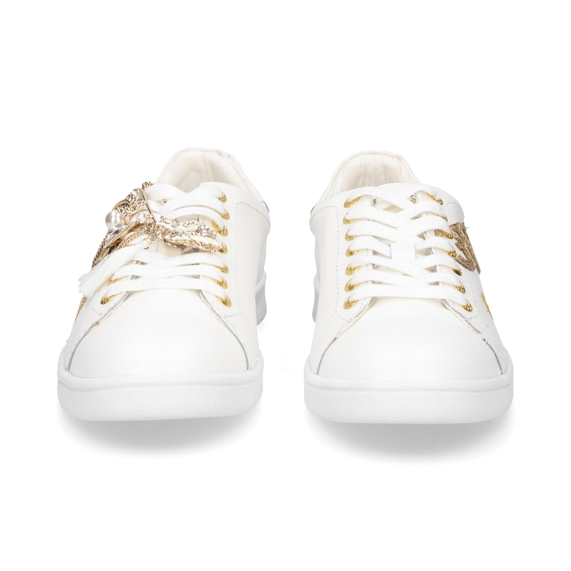  GUESS Zapatillas blancas para mujer Ester : Ropa