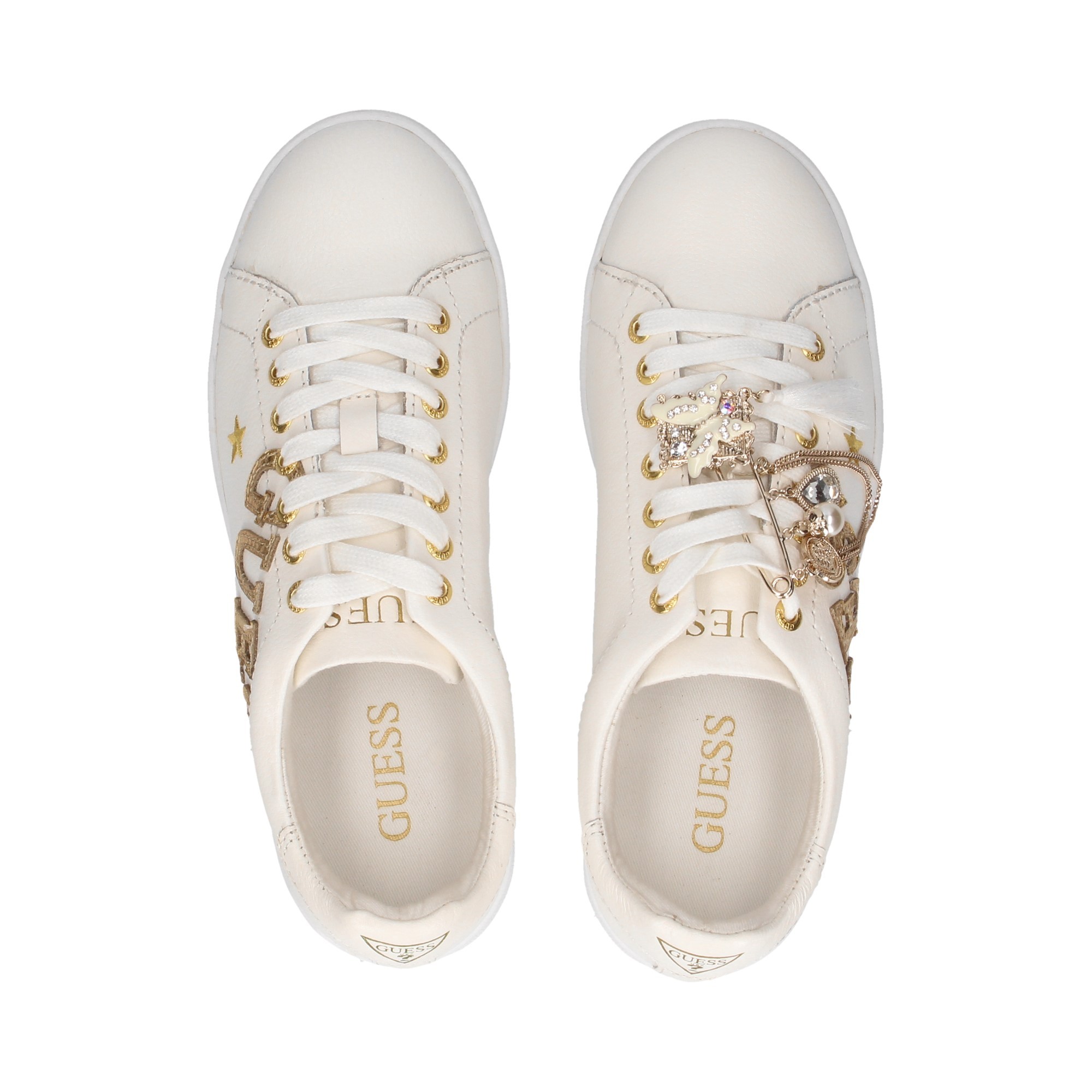  GUESS Zapatillas blancas para mujer Ester : Ropa