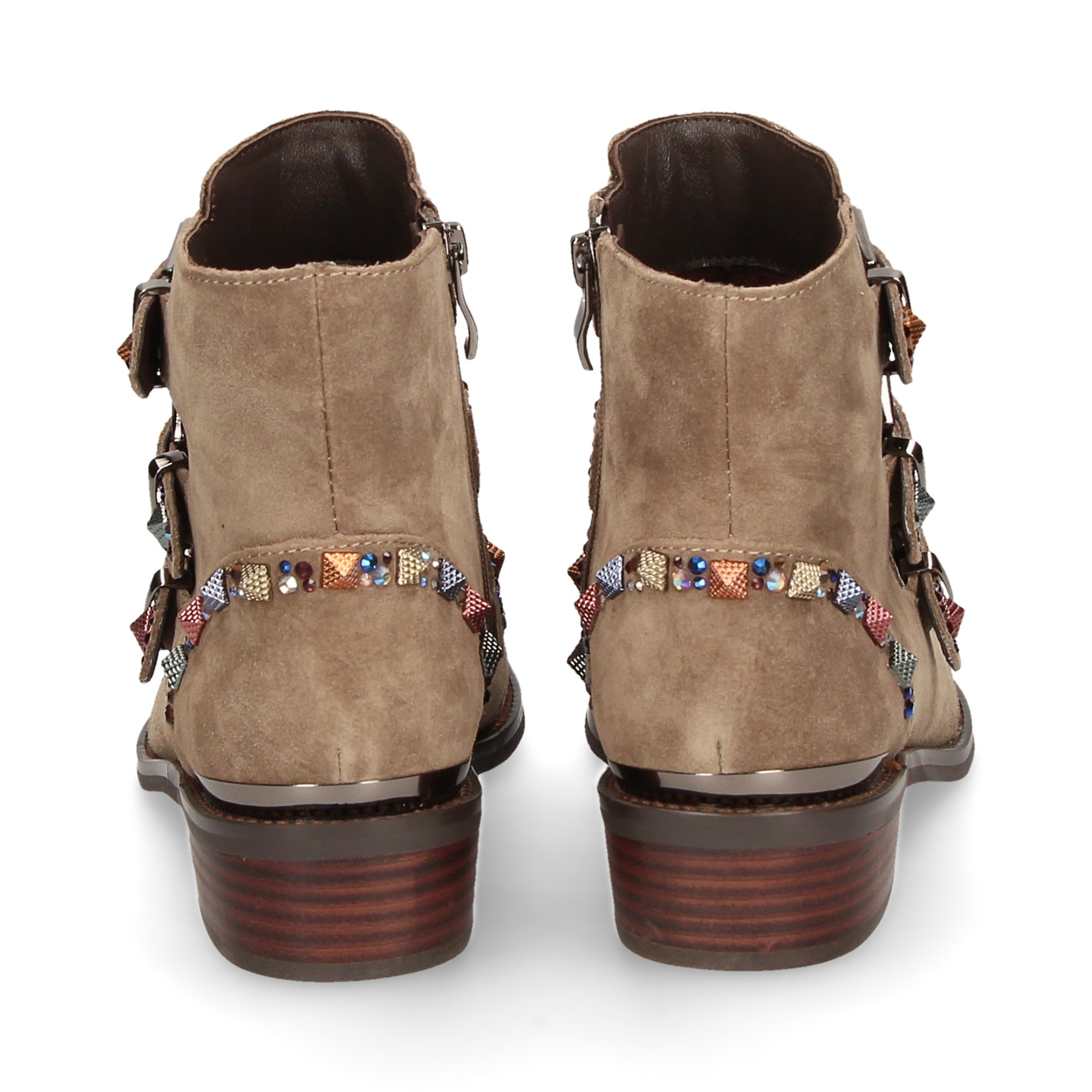 Botines Planos De Piel Para Mujer Alma En Pena - Con Pedrería Y Cremallera - Tacón De 3cm - Elegantes Y Cómodos
