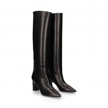 BOTTE DE TALON CUIR NOIR