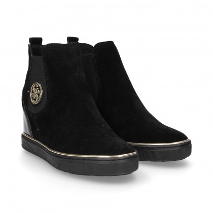 BLACK SUEDE INNER WEDGE BOOT