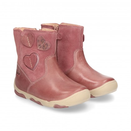 BOOT PINK SKIN/SUEDE HEARTS